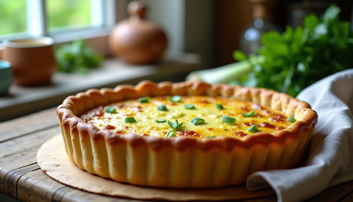 Délicieuse quiche aux poireaux sur pâte brisée maison : recette facile et savoureuse